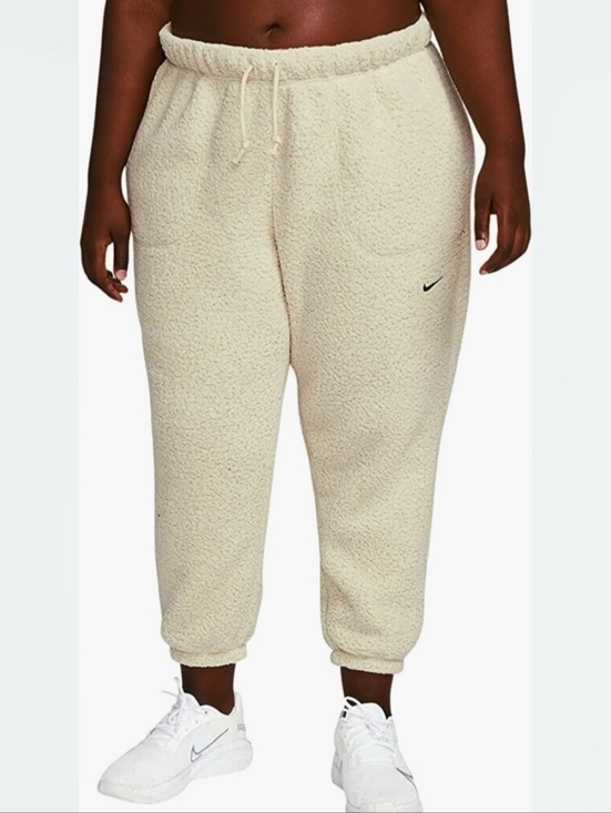 Nike Pants - Nike Cream Sherpa Fleece Joggers with Swoosh